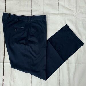 Navy Blue Faconnable Cotton Spandex Stretch Flat Front Pants 36 R